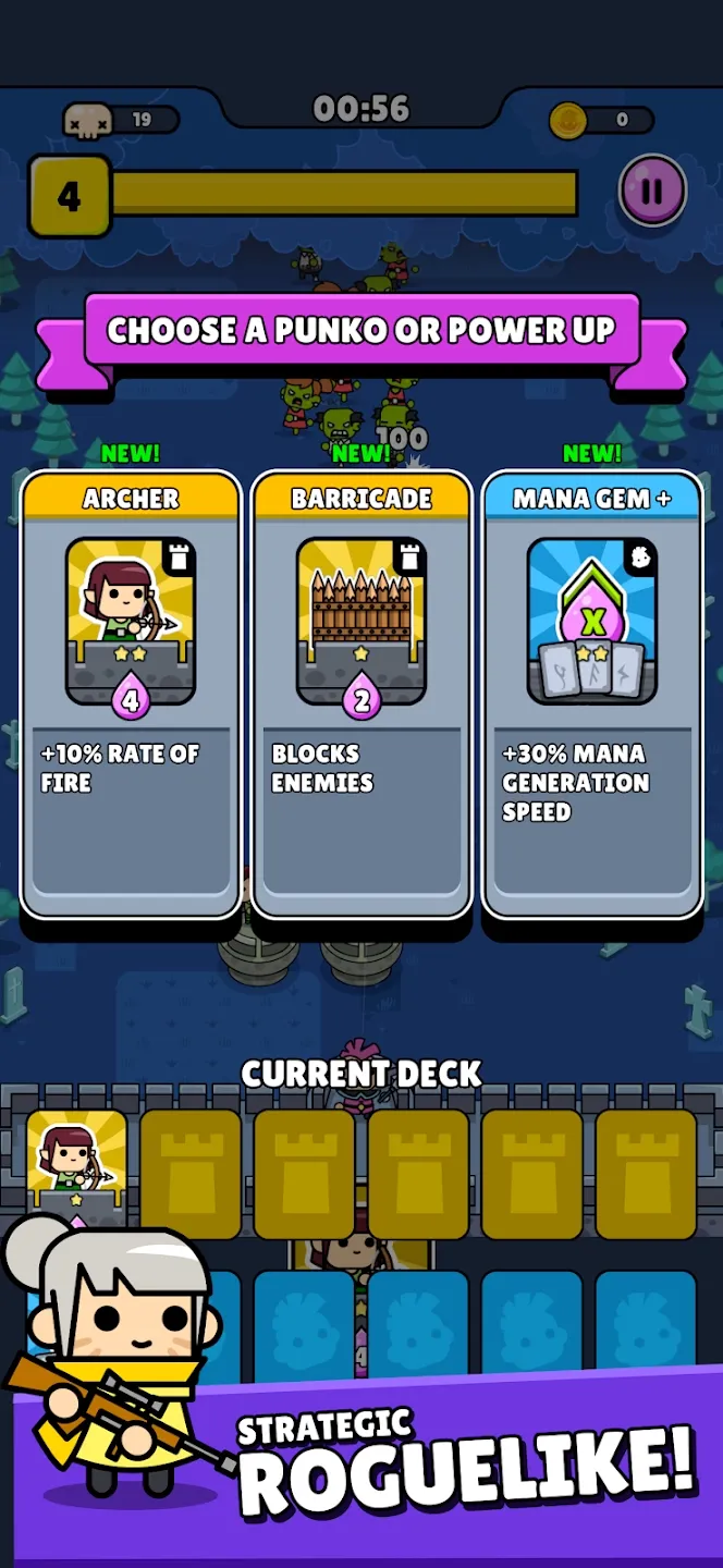 Screenshot des Spiels, der intensive Action und Türme zeigt